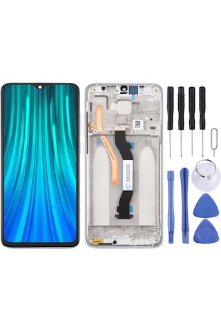 Xiaomi Redmi Note 8 Pro Sayısallaştırıcı İçin Tft Lcd Ekran Çerçeveli Tam Montaj Çift Sım Kart Versiyonu Beyaz
