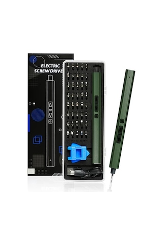 Honeybeeshop Mini Elektrikli Tornavida Seti 37v 46li Kablosuz Guclu Yeşil S2 Celik Manyetik Tamir Aleti