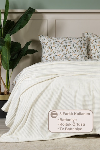Elart Anna Battaniye Çift Kişilik Wellsoft 180x220 Cm Krem Krem