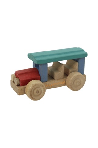 Garajlı Nostaljik Ahşap Araba - Mavi Araba Pembe Garaj