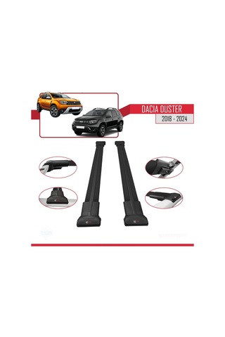 Accessorypart Dacia Duster 2018 Ve Sonrası İle Uyumlu Fly Model Ara Atkı Tavan Barı Siyah