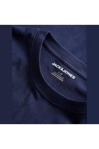 Jack & Jones Erkek Gögüs Baskili Relaxed Fit Bisiklet Yaka Tisört - Abbo - 12298470 Lacivert