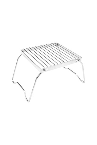 Katlanır Kamp Ateşi Izgarası Taşınabilir Paslanmaz Çelik Kamp Izgarası Izgarası Gümüş