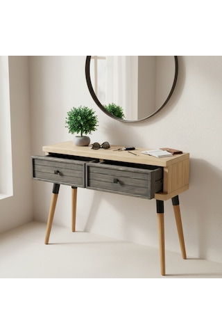 Mobenta Stria Entry: Modern Masif Dresuar 2 Çekmeceli Antre Konsolu - 120x31 Bz-an Krem-antrasit