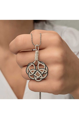 Himarry Gümüş Kazaziye Örgü Kadın Kolye Beyaz