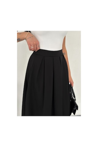Winmoda34 Tesettür Dabıl Kumaş Pileli 91 Cm Tam Boy Uzun Etek Siyah