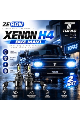 Tofaş Xenon H4 Buz Mavi Led Far Ampulü 12v - 2 Adet Yüksek Aydınlatma Kolay Montaj