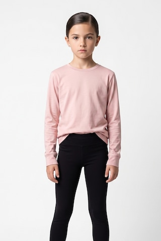 Kiagu T-shirt Uzun Kol Pudra Basic Terletmeyen Esnek Kumaş Pamuklu Mevsimlik Pudra Kız Çocuk Tsort Pudra - 896383328 Pudra