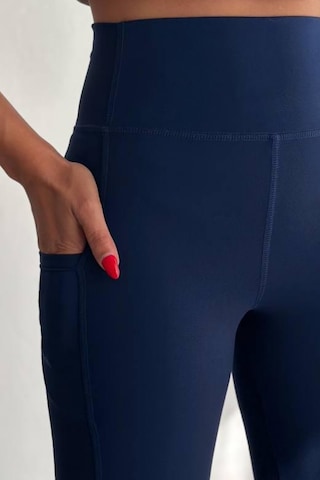 Balenbi Haute Kadın Yüksek Bel Toparlayıcı Çift Cepli Leggings Fitness Tayt 1092 Lacivert