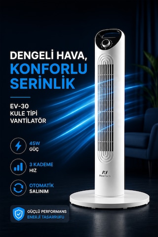 Ev-30 Kule Tipi Vantilatör Sessiz Çalışma Şık Ve Modern Tasarım Ev Ve Ofis Kullanımı