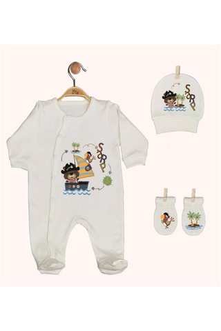 Pia Baby Gl 1938-02 İsme Özel Beşli Tulum Set Krem