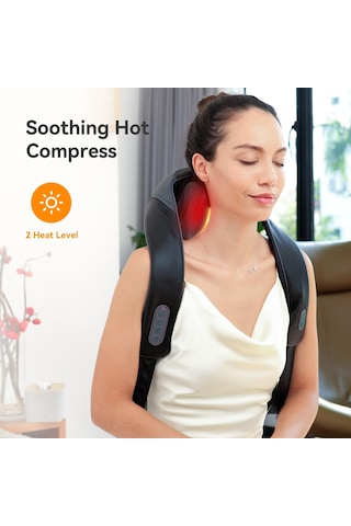Snailax Rahatlatıcı Isıya Sahip Kablosuz Boyun Ve Omuz Masajı, Yükseltilmiş 6d Derin Doku Yoğurma, Boyun İçin Shiatsu Sırt Masajı Yastığı, Sonbahar, Erkekler İçin Hediyeler, Kadınlar