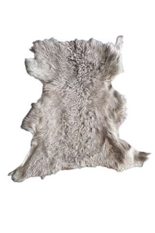 Naturel Uzun Tüylü Koyun Postu - Doğal Post Paspas Gri