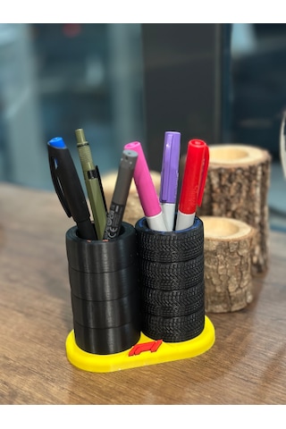 F1 Tasarımlı Masaüstü Düzenleyici 2 Bölmeli 3d Baskı Organizer Sarı-siyah-kırmızı