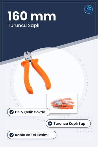 Yan Keski 160 Mm Krom Vanadyum Turuncu Saplı Kablo Tel Kesici Pen