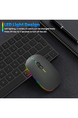 Kablosuz Led Fare Sessiz 2.4g Şarj Edilebilir Dizüstü Bilgisayar Faresi Diğer