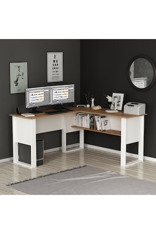 Randi Çalışma Masası Beyaz / Meşe Beyaz - Meşe