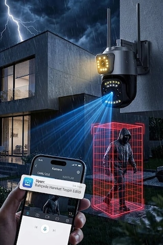 4mp 4g Wi-fi Dış Mekan Güvenlik Kamerası Çift Kameralı Ptz & Bullet Gece Görüşlü Uzaktan Izleme