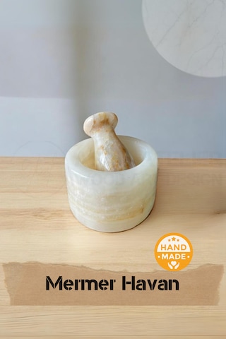 El Yapımı Mermer Havan 7 X 5 Cm