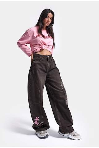 Kadın Koyu Kot 2w6-161 Barrel Fit Özel Tasarım Denim Jean Füme