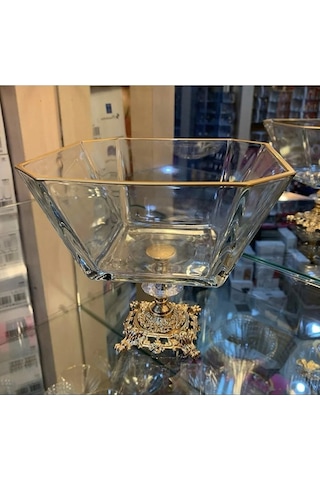 Paşabahçe Metal Ayaklı Gold Detaylı Büyük Boy Kase- Sunum - Servis - Salata Kasesi