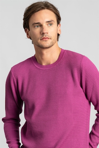 Tudors Slim Fit Dar Kesim Armürlü Erkek Kazak-22273 Lila