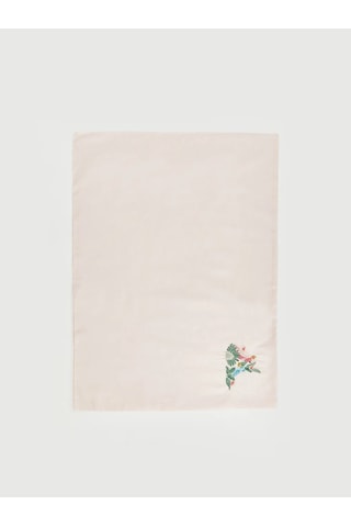 Pembe Çiçek Nakışlı Yastık Kılıfı 2'li 50x70 Cm