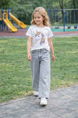 Cedy Denim Cedy Denım Yüksek Kalite Kız Çocuk Yüksek Bel %100 Cotton Palazzo Jean Pantolon Kar Yıkama
