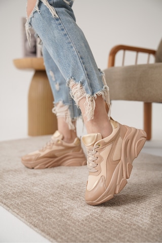 D383 Günlük Ortopedik Kadın Sneaker Spor Ayakkabı Bej