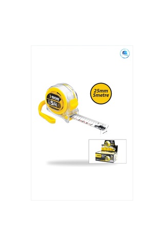 Şerit Metre 5 M X 25 Mm Şeffaf Kasalı Stoplu Ölçüm Aleti Manuel S