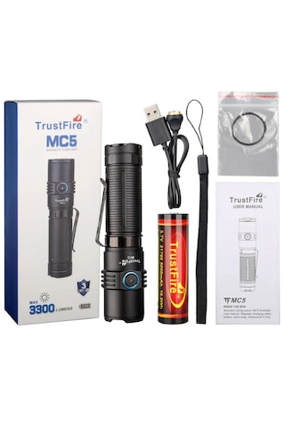 Trustfire Mc5 Manyetik Şarjlı Fener 3300 Lümen Siyah