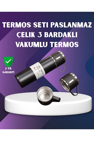 Hepsi Paslanmaz Termos Ve İkili Bardak Seti 6-12 Saat Sıcak/soğuk Tutma Najmaddin Çok Renkli