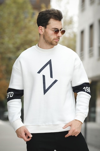 Estd Üç İplik Şardonlu Kol Nakışlı Önü Baskılı Bisiklet Yaka Erkek Sweatshirt 001