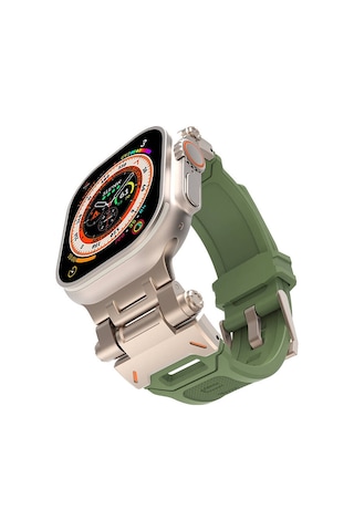Mobilteam Watch 7 45mm Clo Krd-108 Metal Başlıklı Silikon Kordon-starlight-yeşil