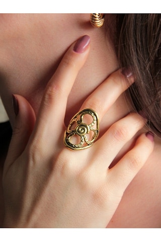 Trend Papatya Model Antik Eskitme Ayarlanabilir Kadın Yüzük Euy1211