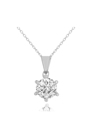 Chavin 2 Carat Swarovski Tektaş Gümüş Kadın Kolye Dh18By