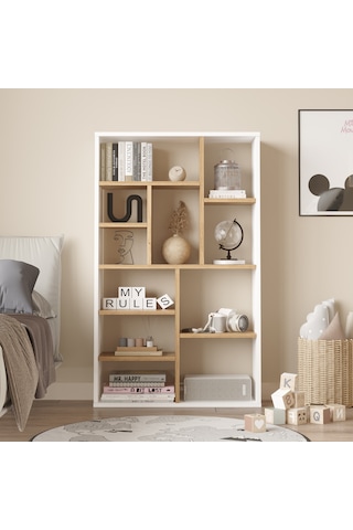 Robin Home Oscar Kitaplık 124cm Sepet-beyaz