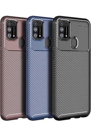 Samsung Uyumlu Galaxy M31 Kilif Tam Koruma Karbon Tasarim Negro Silikon 426916022