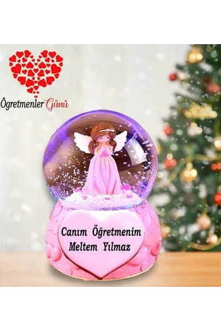 Kişiye Özel Renk Değiştiren Işıklı Pembe Peri Kar Küresi Sevgililer Günü