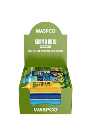 Waspco Yüksek Protein Bar Karma Kutu 50 G 5 Çeşit Toplam 15 Adet