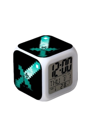 Mini Led Stitch Anime Dijital Çalar Saat - 7 Zaman, Sıcaklık, Alarm, Tarih, Renkli Yatak Odası Işığı - Jingyi3489