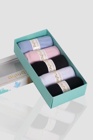 Aytuğ Kadın Bambu Soket Çorap 5 Çift Özel Kutulu, 5 Renk 34018 Renkli Çok Renkli