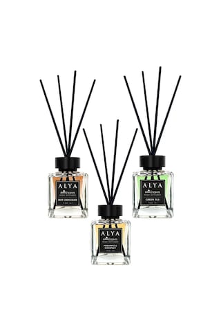 Alya Nature's Scents Green Tea + Hot Chocolate + Pine Apple & Coconut Bambu Çubuklu Oda Kokusu 3 x 100 ML