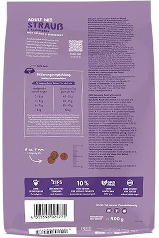 Sanabelle Life Adult Devekuşlu & Yaban Mersinli Kuru Kedi Maması 400 Gr