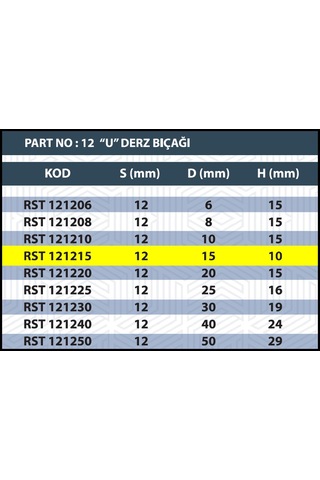 15mm U Derz Bıçağı