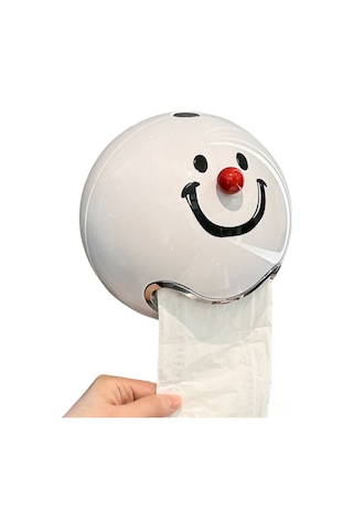 Youtek Duvar Montlu Gülümseyen Desenli Tuvalet Kağıdı Kutusu - Delme Yok Kurulum, Hafif Ve Dayanıklı, Banyo İçin Uygun Diğer