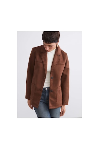 LC Waikiki Peak Yeni Sezon Süet Görünümlü Kadın Blazer Ceket Brown