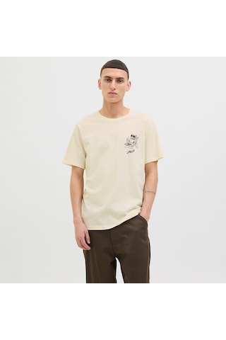 Jack & Jones Jack&jones Relax Erkek Ekru Bisiklet Yaka Tişört Ekru