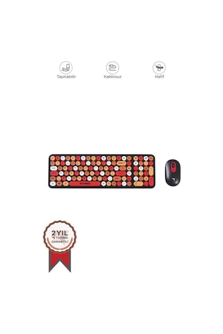 Torima Tmk-07 Çok Renkli Retro Daktilo Görünümlü Kablosuz Q Klavye Mouse Seti