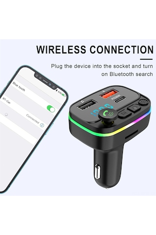 Maiyame Araç Fm Transmitörü Bluetooth 3.0 - Usb Pd Şarj Cihazı, Mp3 Çalar, Otomatik Arama Al/gör, Araç Akü Voltaj Tespiti, Dışarıda Da Kullanılabilir